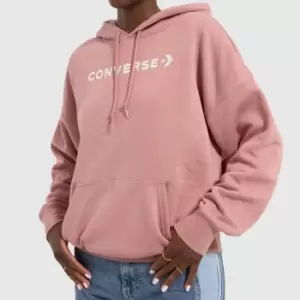 Converse Embroidered Fleece Hoodie In Pink