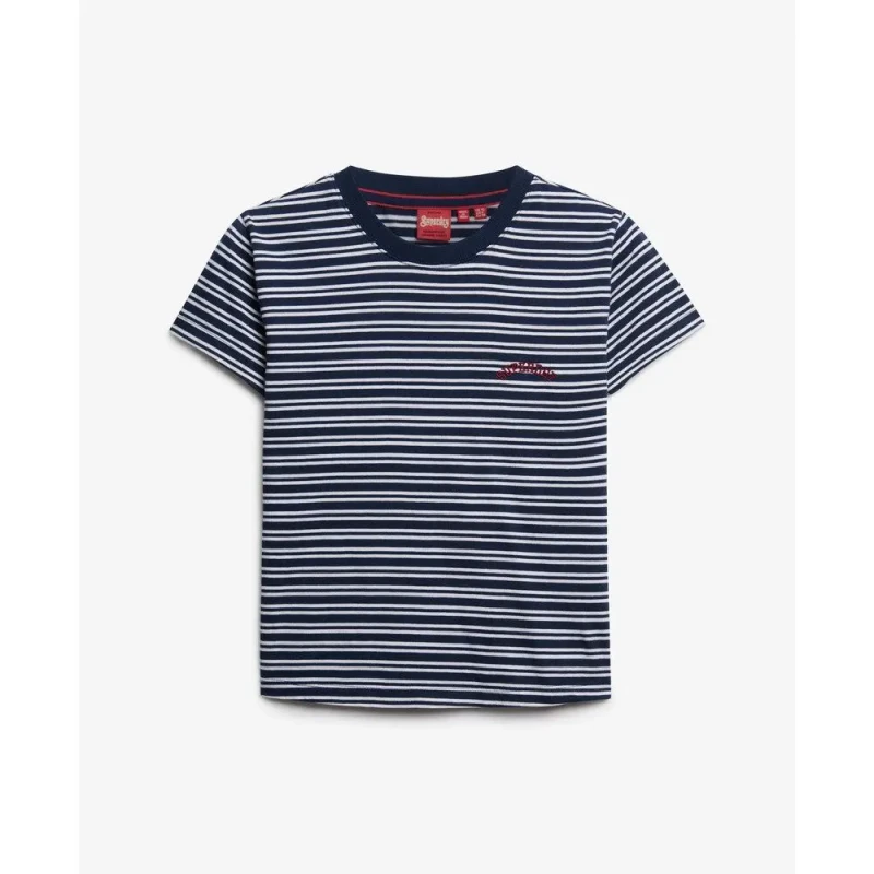 Image of Superdry Fitted striped womens T-Shirt Superdry Essential Logo Bleu Female XS