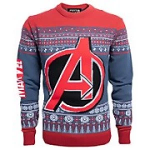 image of Marvel Avengers Christmas Knitted Jumper - Navy - M