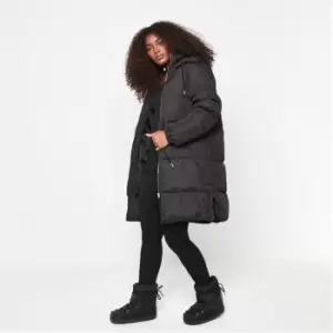 image of Missguided Recycled Longline Puffer Coat - Black