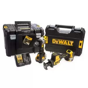 image of DEWALT 18V XR Combi Drill & Reciprocating Saw Twin Pack (2 x 5.0AH Batteries)