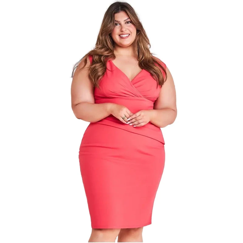 Image of Goddiva Womens Bardot Pleated Midi Dress in Red Size: 18 Red Female 18