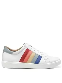 Image of Hotter Hotter Switch Rainbow Leather Trainers - Rainbow Metallic, Beige, Size 6, Women