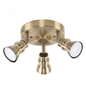 image of Traditional 3-Way Round Spotlight in Antique Brass