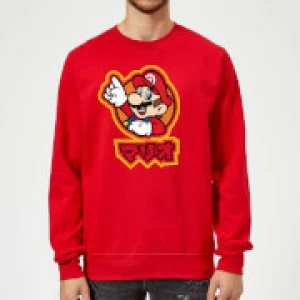 Image of Nintendo Super Mario Mario Kanji Sweatshirt - Red - L