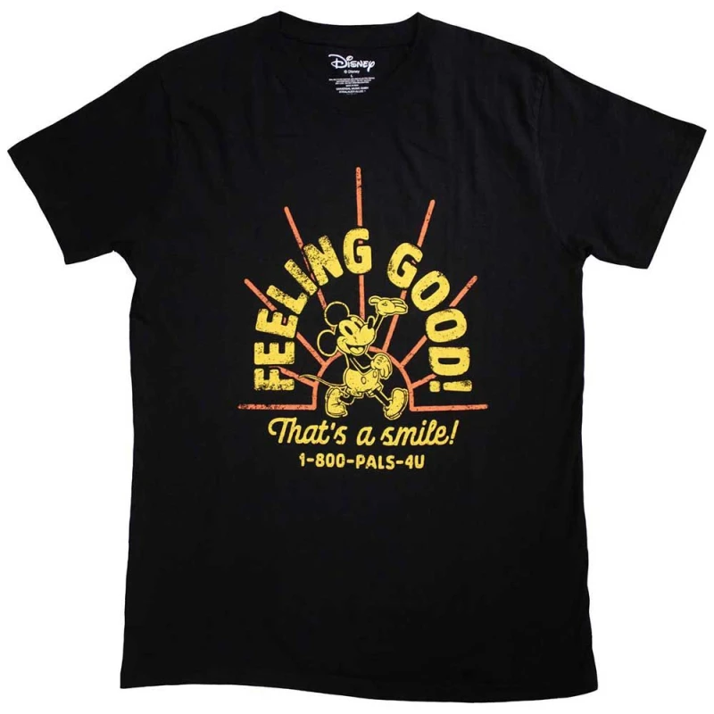 Image of Disney Mickey Mouse Feeling Good T Shirt Black unisex