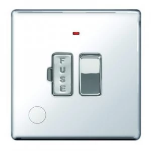 Image of Wickes 13A Switched Fused Socket + LED Screwless Flat Plate Polished Chrome