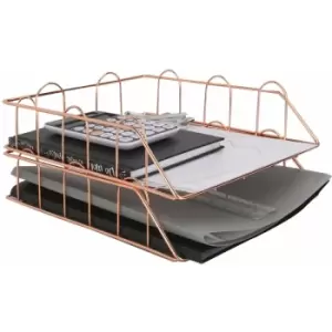Image of A4 Wire Filing Trays in Rose Gold M&W