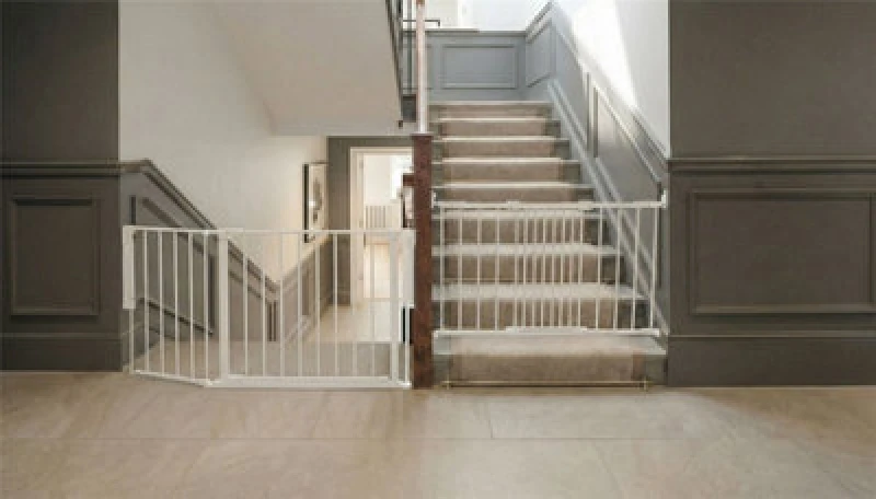 Image of Safetots Solution For Up And Down Staircases, White, Multi Panels, Up To 102Cm, And, Screw Fit Gate, 67Cm - 105.5Cm