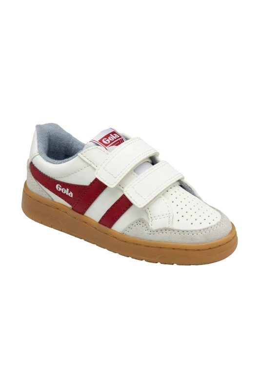 Image of Gola Classics 'Eagle Strap' Kids Strap Trainers in White Size: 1 White Unisex 1
