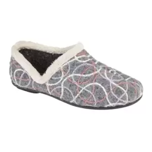 Image of Sleepers Womens/Ladies Karen Knitted Patterned V Sided Slippers (3 UK) (Grey)