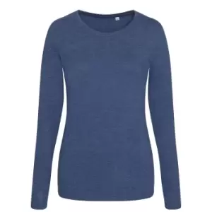Image of AWDis Womens/Ladies Girlie Long Sleeve Tri-Blend T-Shirt (S) (Heather Navy)