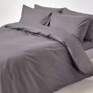 Image of Dark Grey Egyptian Cotton Duvet Cover Set 200 Thread Count, Single - Dark Grey - Dark Grey - Homescapes