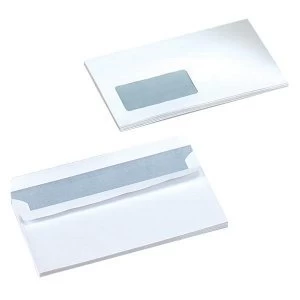 image of 5 Star Office DL 80gm2 Press Seal Window Envelopes White Pack 1000