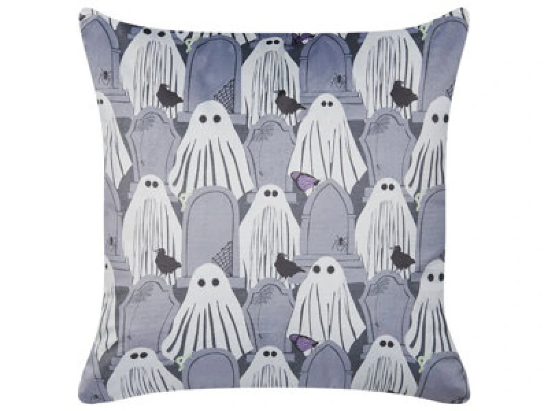 Image of Beliani Throw Cushion Fanate Velvet 45 X 45cm Grey Abstract Pattern