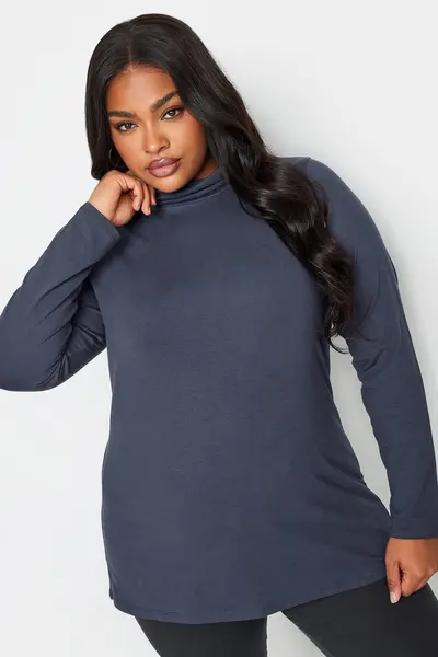 Image of Yours Turtle Neck Top Dark Navy