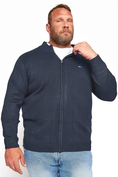 image of BadRhino Full Zip Knitted Jumper Blue