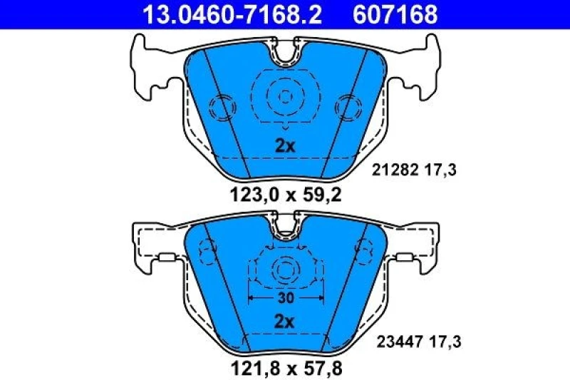 Image of ATE 13.0460-7168.2 Brake pad set excl. wear warning contact Brake Pad Set,disc brake (402)