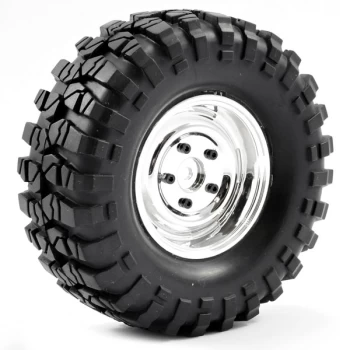 Image of Ftx Outback Pre-Mounted Steel Look Lug/Tyre (2) - Chrome