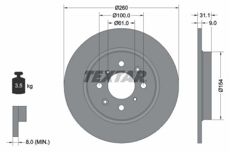 Image of Brake disc TEXTAR 92234203