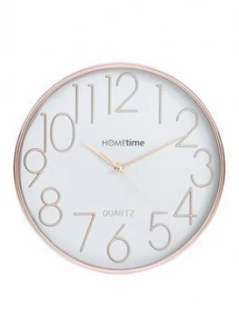 image of Hometime Round Rose Gold And Silver Wall Clock