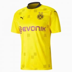 image of PUMA BVB Cup Replica Mens Jersey, Cyber Yellow/Black, size 2X Large, Clothing