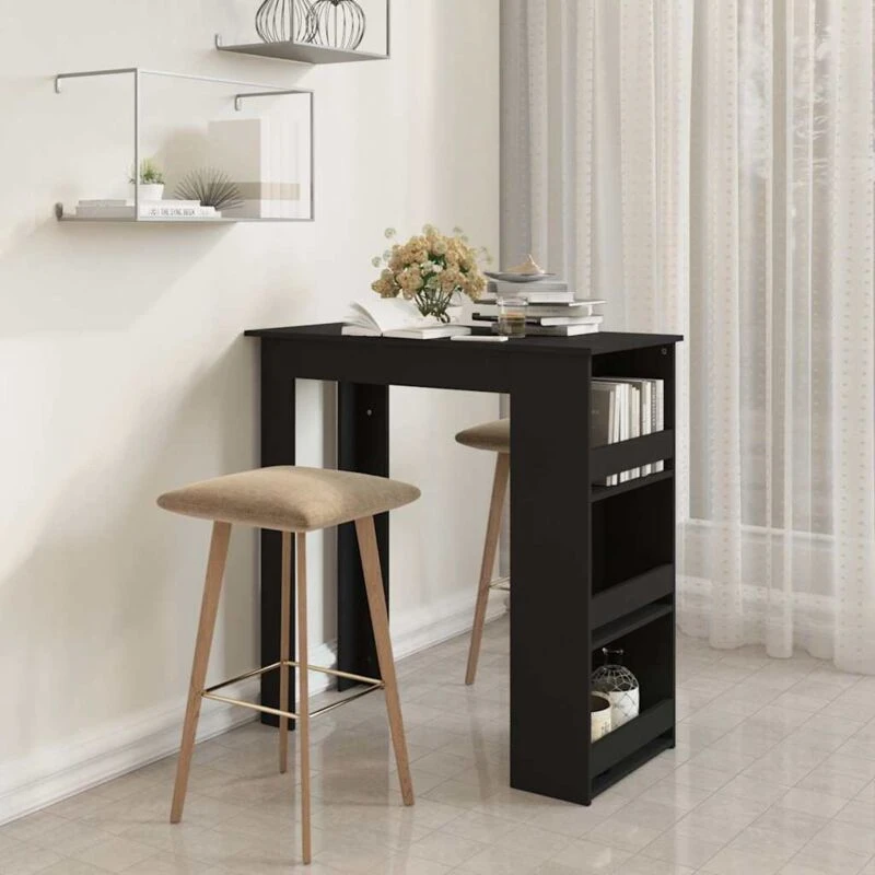 Image of VIDAXL Vidaxl - Bar Table with Storage Rack Black 102x50x103.5cm Engineered Wood 8720286834251