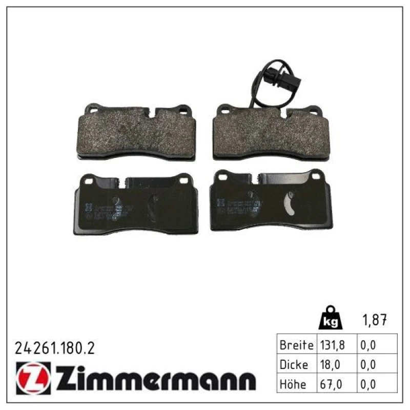 Image of ZIMMERMANN Brake pad set ZIMMERMANN 24261.180.2