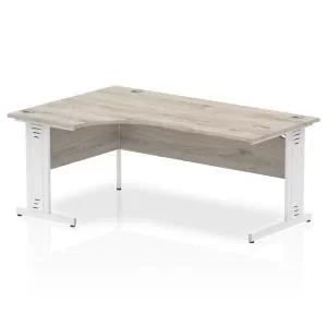 Image of Impulse 1600 Left Hand White Crescent Cable Managed Leg Desk Grey Oak
