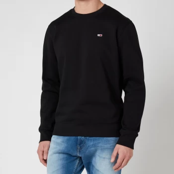Image of Tommy Jeans Mens Regular Fleece Crewneck Sweatshirt - Black - L