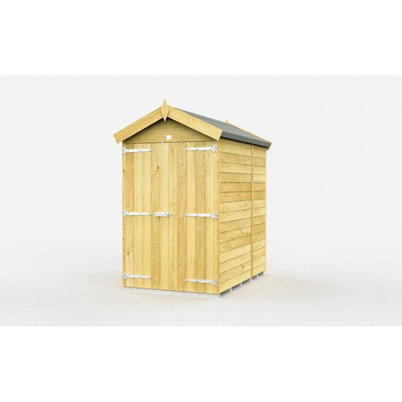 Image of Buttercup Farm 4 x 6 Feet Apex Shed - Double Door W/O Windows - L187 x W118 x H217cm in Brown Brown Unisex