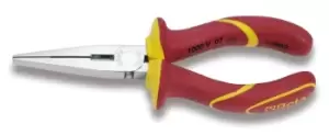 Image of Beta Tools 1162MQ VDE 1000V Insulated Long Flat Nose Pliers 160mm 011620096