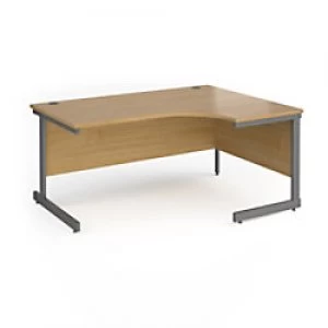 image of Dams International Right Hand Ergonomic Desk with Oak Coloured MFC Top and Graphite Frame Cantilever Legs Contract 25 1600 x 1200 x 725 mm