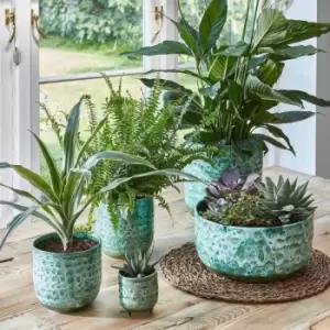 Image of Ivyline Emerald Reactive Glaze Planter - H21Cm D21Cm