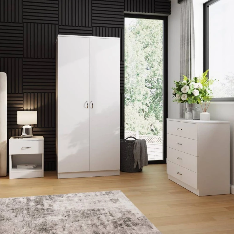 Image of FWStyle FWStyle 3 Piece White Bedroom Furniture Set White One Size Unisex 5056413133052