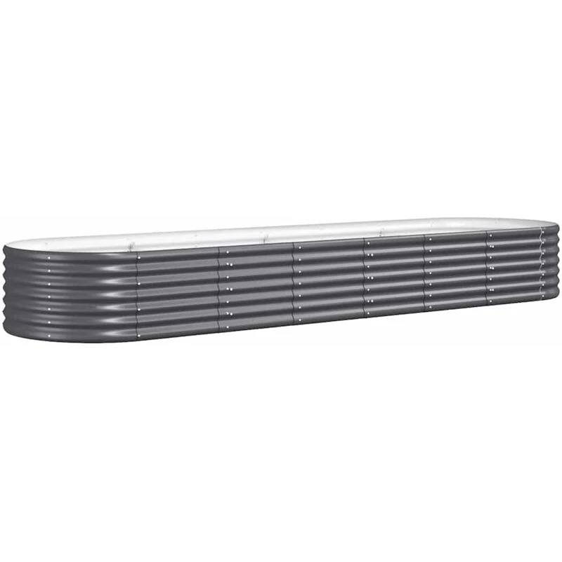 Image of vidaXL Garden Raised Bed Powder-coated Steel 296x80x36cm Anthracite, Grey 318926