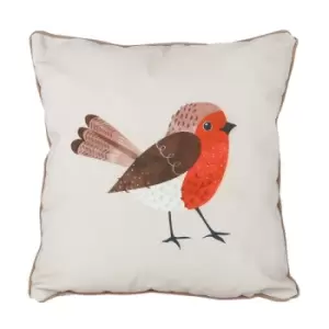 image of Winter Robin Square Polyester Cushion