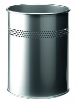 Image of Durable Metal Waste Bin 15 Litre Silver 330023