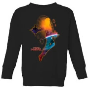 Image of Captain Marvel Nebula Flight Kids Sweatshirt - Black - 11-12 Years