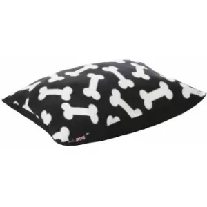 image of Boneo Dog Bed Cushion Soft Washable Fleece Fur Warm Pet Pillow Basket Insert - Black - Large