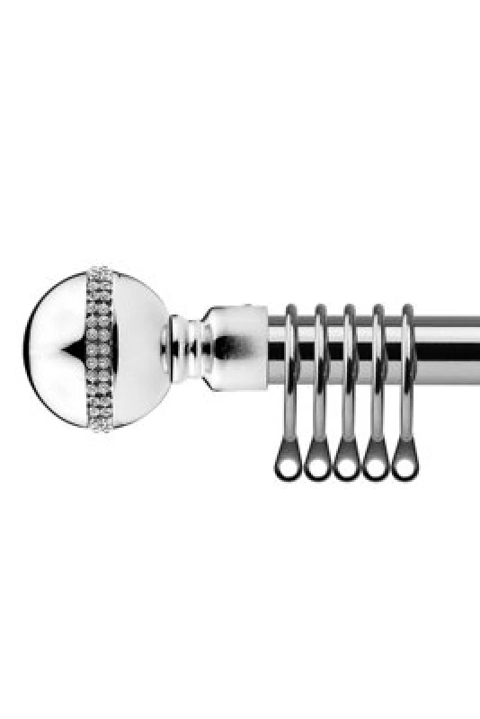Image of 16-19mm Bejeweled Extendable Metal Curtain Pole Set Chrome 120-210Cm
