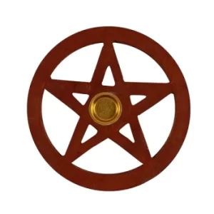 Image of Pentagram Cutout Wooden Incense Burner