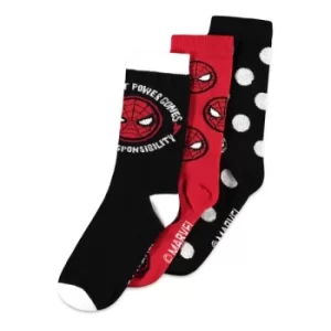 Image of MARVEL COMICS Spider-man Iconic Character & Logo Crew Socks, 3 Pack, Unisex, 39/42, Multi-colour (NS823405SPN-39/42)