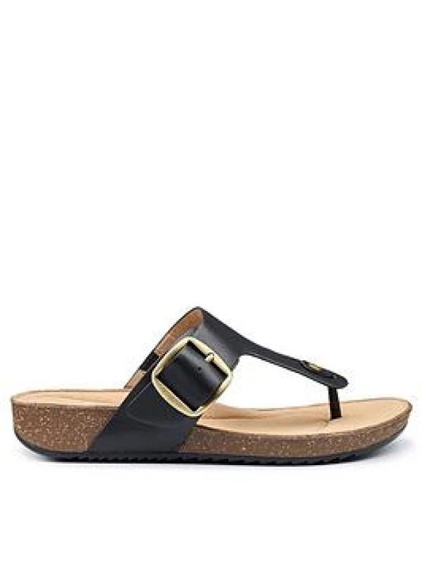 Image of Hotter Womens Wide Fit 'Resort' Toe-Post Sandals in Black Size: 3 Black Female 3