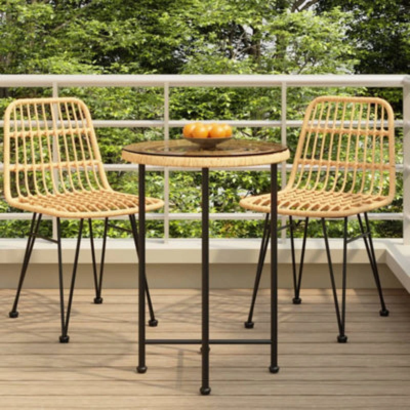 Image of vidaXL Dining Table ?55 cm?Tempered Glass and Steel, Brown 319434