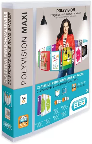 Image of Elba Polyvision Maxi Presentation Binder Polypropylene 4 D Ring 30mm A4 Ref M45303417 Pack 10