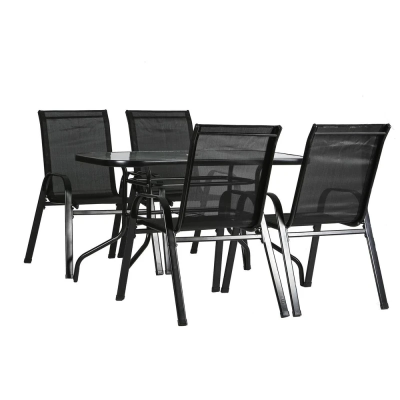 Image of Harbour Housewares 4 Seater Metal Garden Furniture Set - 120Cm X 70Cm - Black