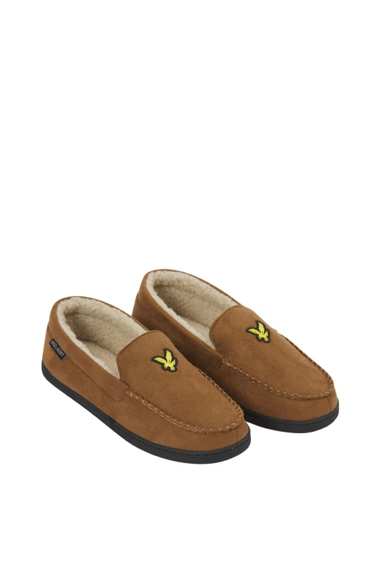 Image of Lyle & Scott Mens Aspen Slippers Dark Brown Size: 2XL Brown Male 2XL
