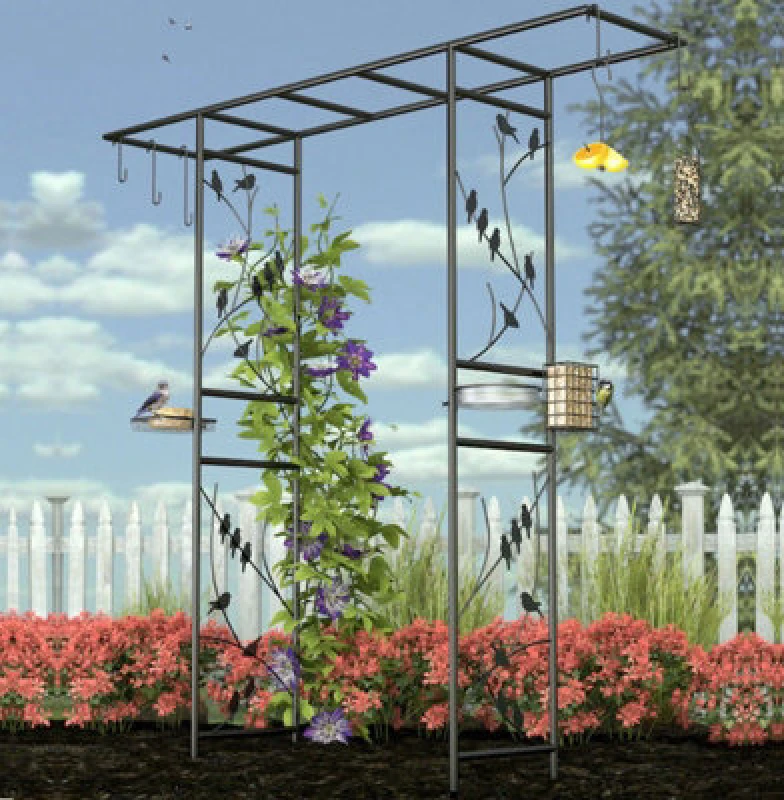 Image of Panacea Perching Birds Bird Feeding Station Garden Arch - W184Cm X D38Cm X H213Cm