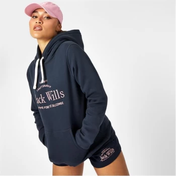 image of Jack Wills Hunston Graphic Logo Hoodie - Navy